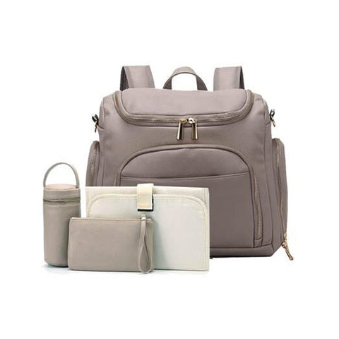 PU Leather Baby Nappy Diaper Bag Backpack+Changing Pad+Stroller Straps+Insulation bag+Cosmetic bag