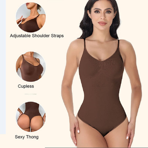 GUUDIA Thong Body Shapers Tummy Control Belly Trimmer Shapewear Compress Spaghetti Strap Bodysuits Compression Body Suits