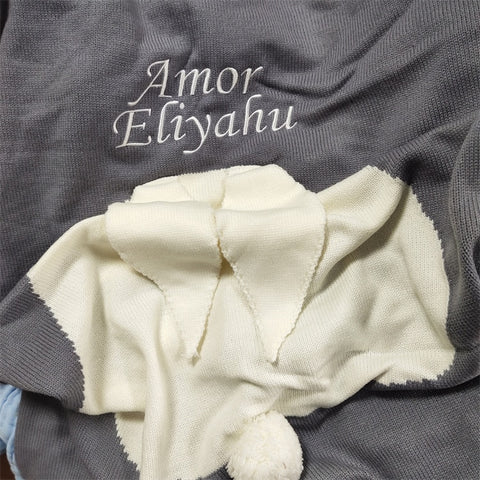 Name Personalised Baby Blankets Knitted Newborn Toddler Blanket For Kid Infant Rabbit Cartoon Plaid Bedding Birthday Gift