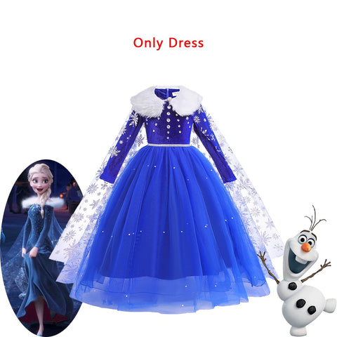 Frozen Girls Costumes Elsa Dress Halloween Party Cosplay Princess Clothes Snow Queen Children Fancy Dress Up Xmas Role Playing