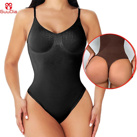 GUUDIA Thong Body Shapers Tummy Control Belly Trimmer Shapewear Compress Spaghetti Strap Bodysuits Compression Body Suits