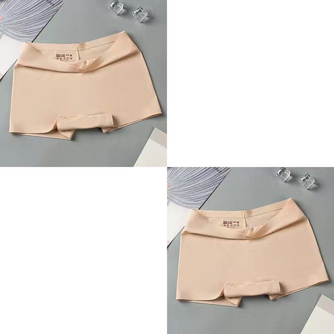 2 Pcs/Set Silk Seamless Underwear Women&#39;s Boxer Shorts Ladies Panties Safety Pants Soild Female Tangas High Waist Lingerie Panty