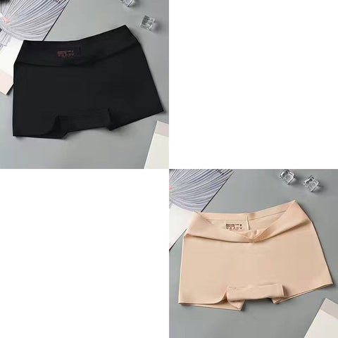 2 Pcs/Set Silk Seamless Underwear Women&#39;s Boxer Shorts Ladies Panties Safety Pants Soild Female Tangas High Waist Lingerie Panty