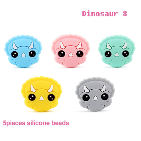 5pcs Silicone Animal Cartoon Baby Beads Teether Koala Cat Dog Bear For Pacifier Clips Beads Newborn Food grade Teething Products