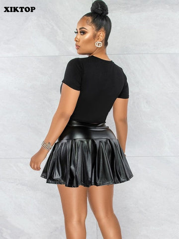 XIKTOP Printed Slit Tshirt Women 2023 Summer Sexy Lace-up Y2K Clothes Casual All-Matching Crop Top Female Streetwear