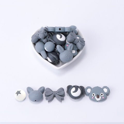 TYRY.HU 5pcs I Love Mom Dad Silicone Beads Baby Products Teething Toys For DIY Jewelry Making BPA Free Mordedor Silicone Beads