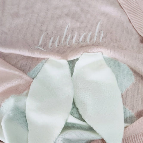 Name Personalised Baby Blankets Knitted Newborn Toddler Blanket For Kid Infant Rabbit Cartoon Plaid Bedding Birthday Gift