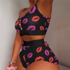 Underwear Set Women Sexy Soft Tank Crop Top Bra Set  Cute Strawberry Print Bra Set Lace Seamless Bralette Pajamas Lingerie
