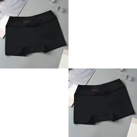 2 Pcs/Set Silk Seamless Underwear Women&#39;s Boxer Shorts Ladies Panties Safety Pants Soild Female Tangas High Waist Lingerie Panty