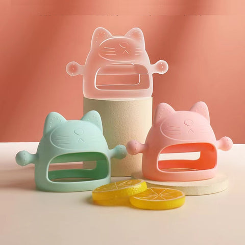 Nontoxic Silicone Baby Kids Child Finger Guard Stop Thumb Sucking Wrist Band Baby Pacifier Mitt Teething Mitten teether Glove