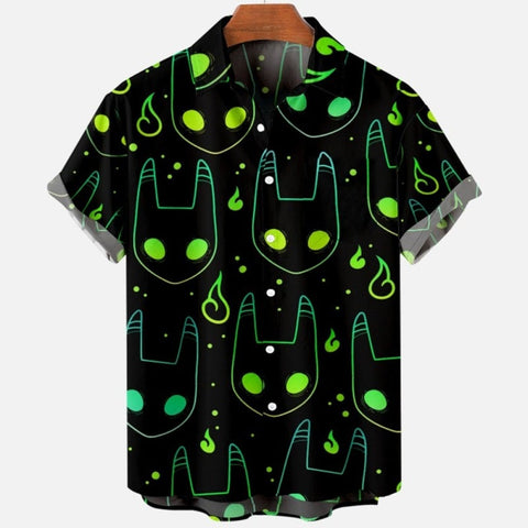 Men&#39;s Summer Dragon Pattern Element Street Costumes Skeleton Luxury Floral Social Casual Masculina Hawaiian Short Sleeve Shirt