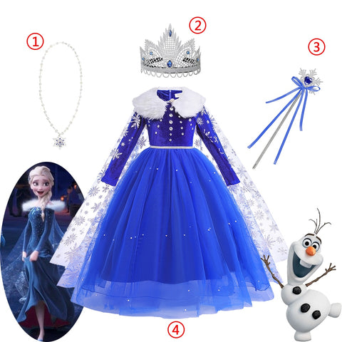 Frozen Girls Costumes Elsa Dress Halloween Party Cosplay Princess Clothes Snow Queen Children Fancy Dress Up Xmas Role Playing