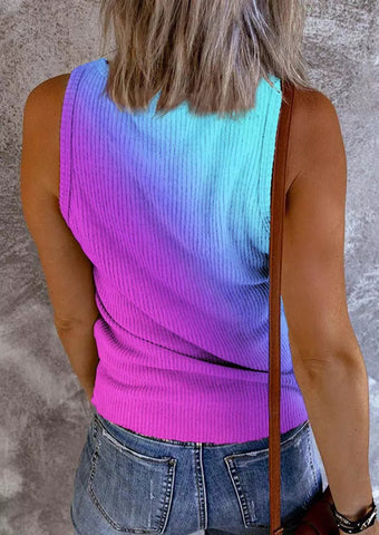 Gradient Women Tank Tops Streetwear Live Simple Coconut Tree Vintage Graphic Sleeveless Shirts Summer Vacation Casual Vest 2023
