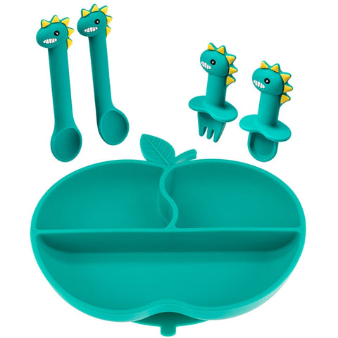 TYRY.HU 1set Baby Dishes Silicone Suction Plate Cute Children Feeding Plate Non-Slip Baby Food Feeding Bowl For Children