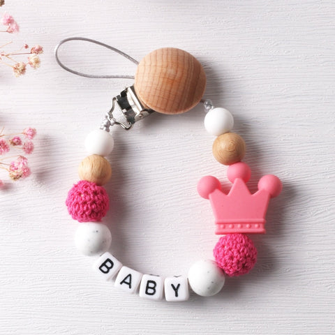 Personalize Name Mouse Head Dummy Clip Pacifier Clips Baby Silicone Pacifier Holder Chain Baby Attache Sucette Gift
