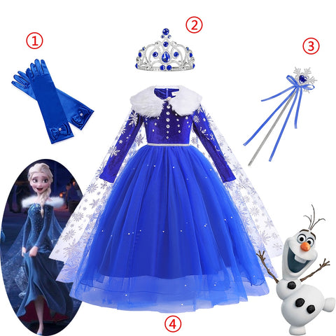 Frozen Girls Costumes Elsa Dress Halloween Party Cosplay Princess Clothes Snow Queen Children Fancy Dress Up Xmas Role Playing