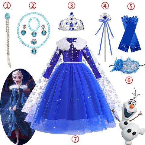 Frozen Girls Costumes Elsa Dress Halloween Party Cosplay Princess Clothes Snow Queen Children Fancy Dress Up Xmas Role Playing