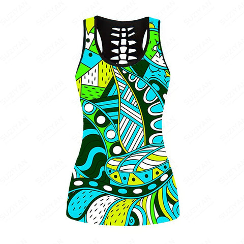 Tight Wear Out Corset Short Crop Top Yoga Clothes Women 3D Printing Tank Top Cutout Vest Tops Womens Tops Backless Top