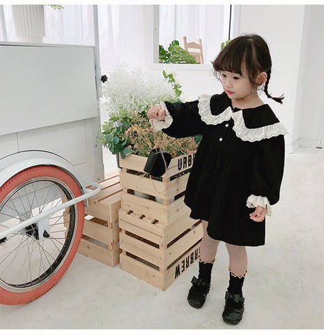 Girls Summer Dress Solid Color Girl Child Dress Long Sleeve Children Party Dresses Casual Style Costumes For Girls