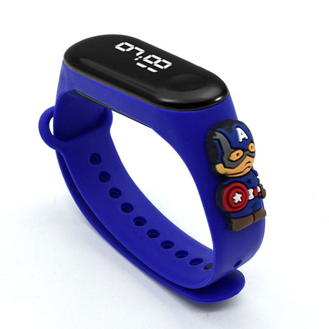 Marvel Batman SpiderMan Iron Man Action Figure Toys Children Anime LED Sports Watch Baby Boys And Girls Waterproof Touch Watch
