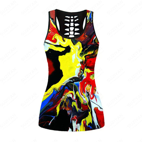 Tight Wear Out Corset Short Crop Top Yoga Clothes Women 3D Printing Tank Top Cutout Vest Tops Womens Tops Backless Top