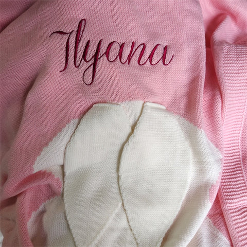 Name Personalised Baby Blankets Knitted Newborn Toddler Blanket For Kid Infant Rabbit Cartoon Plaid Bedding Birthday Gift