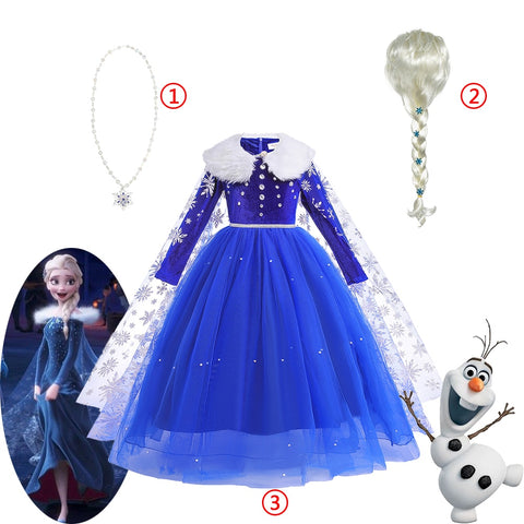 Frozen Girls Costumes Elsa Dress Halloween Party Cosplay Princess Clothes Snow Queen Children Fancy Dress Up Xmas Role Playing