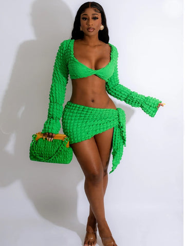 Habbris Autumn Sexy Solid 2 Two Piece Set Club Outfit For Women 2022 Long Sleeve Crop Top And Mini Skirt Set Female Matching Set