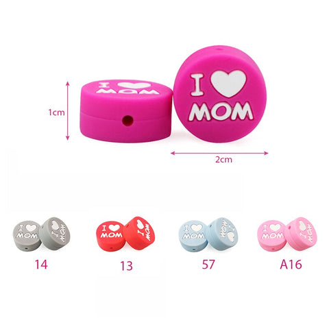 TYRY.HU 5pcs I Love Mom Dad Silicone Beads Baby Products Teething Toys For DIY Jewelry Making BPA Free Mordedor Silicone Beads