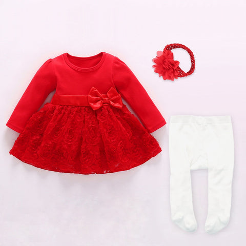 2022 Infant Christening Dress Newborn Baby Girl Dresses&amp;Clothes Princess 0 3 6 12 Months Baby Baptism Dress Shoes Tights