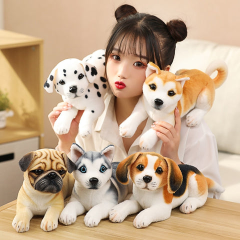 Simulation Plush Dogs Toy Look Alike Husky Dalmatians Akita Miguel Sharpie Puppy Dolls Lovely Stuffed Toys Kids Birthday Gift