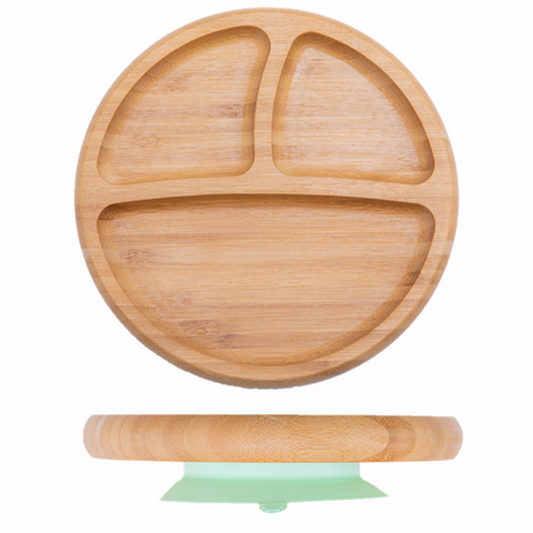 Baby Dinner Plate Baby Feeding Bowl Wooden Kids Feeding Dinnerware With Silicone Suction Cup Wooden Fork Spoon Children&#39;s Dishes
