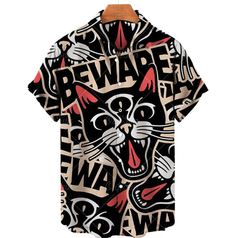 Men&#39;s Summer Dragon Pattern Element Street Costumes Skeleton Luxury Floral Social Casual Masculina Hawaiian Short Sleeve Shirt