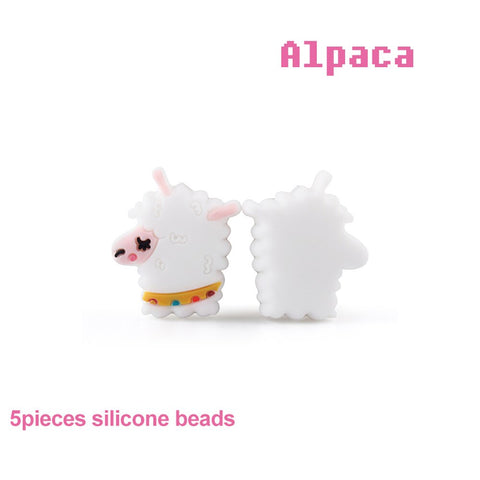 5pcs Silicone Animal Cartoon Baby Beads Teether Koala Cat Dog Bear For Pacifier Clips Beads Newborn Food grade Teething Products
