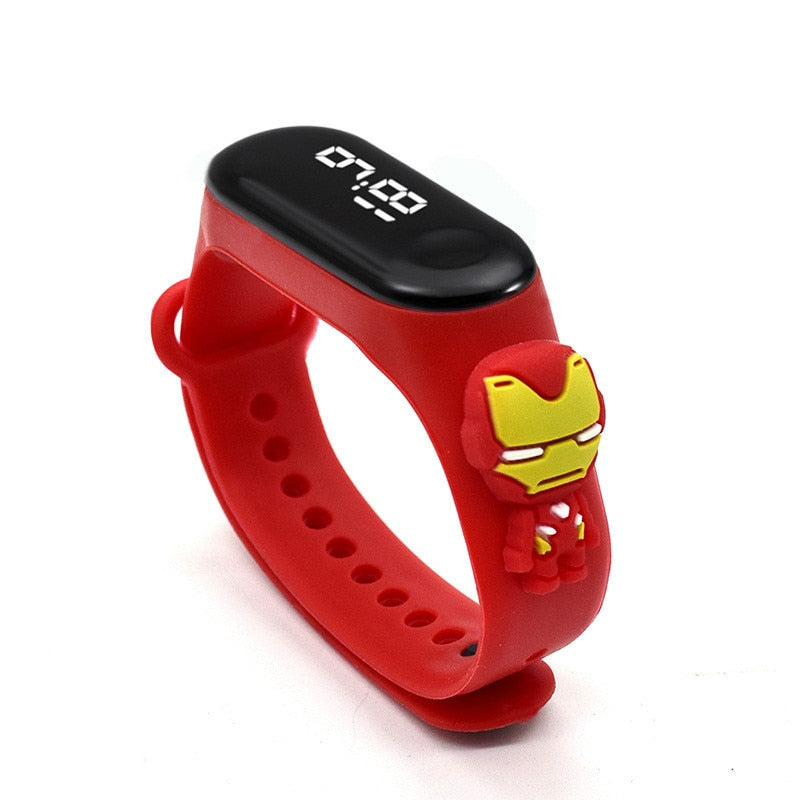Marvel Batman SpiderMan Iron Man Action Figure Toys Children Anime LED Sports Watch Baby Boys And Girls Waterproof Touch Watch