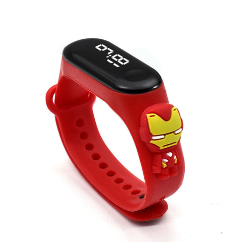 Marvel Batman SpiderMan Iron Man Action Figure Toys Children Anime LED Sports Watch Baby Boys And Girls Waterproof Touch Watch