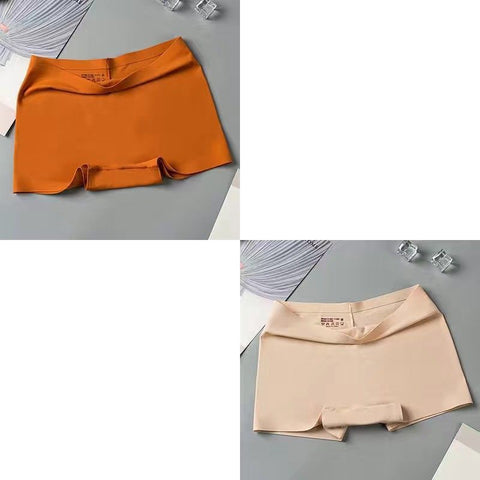 2 Pcs/Set Silk Seamless Underwear Women&#39;s Boxer Shorts Ladies Panties Safety Pants Soild Female Tangas High Waist Lingerie Panty