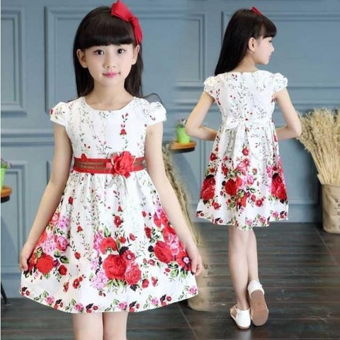 Flower Dress Girl Summer 2023 Birthday Party Sleeveless A-line Princess Tight Waist Dress Kids Clothes Girls 2 To 12 Zipper Cute