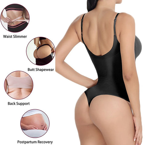 GUUDIA Thong Body Shapers Tummy Control Belly Trimmer Shapewear Compress Spaghetti Strap Bodysuits Compression Body Suits