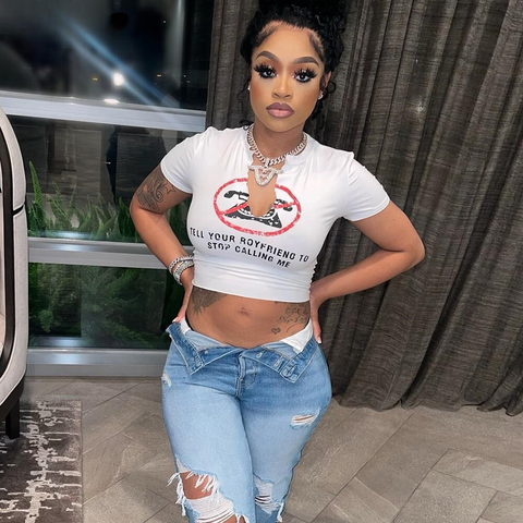 XIKTOP Printed Crop Top Women Summer Sexy V-Neck Skinny T-shirts Y2K Clothes All-Matching Stylish Corset Top Solid Casual