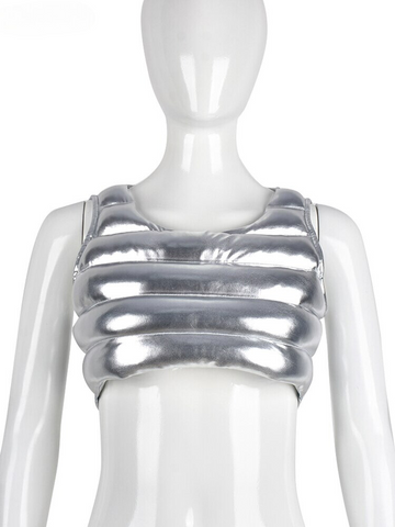 XIKTOP Silver Punk Crop Top Women Sexy Sleeveless Corset Y2K Clothes Stylish Slim Solid Tank Tops Female Street Clubwear