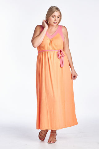 Women's Plus Size Sleeveless Colorblock Dress