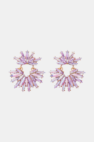 Flower Shape Glass Stone Dangle Earrings
