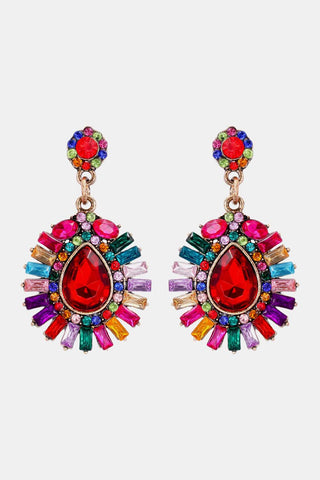 Teardrop Shape Glass Stone Dangle Earrings