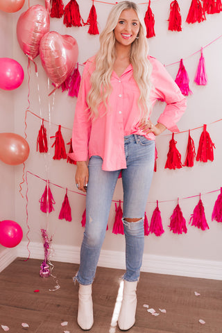 Buttoned Lapel Collar Dropped Shoulder Long Shirt