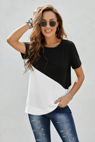 Two-Tone Round Neck Tee