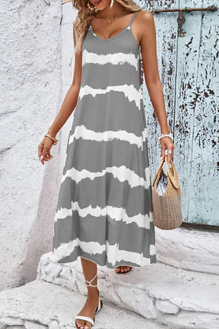 Contrast V-Neck Spaghetti Strap Midi Dress
