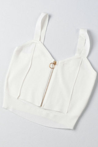 Zip-Up Cutout Sleeveless Knit Top