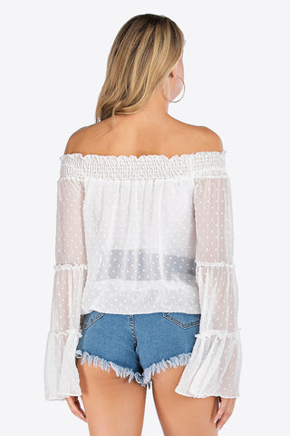 Swiss Dot Off-Shoulder Blouse