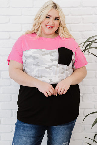 Plus Size Leopard Color Block T-Shirt